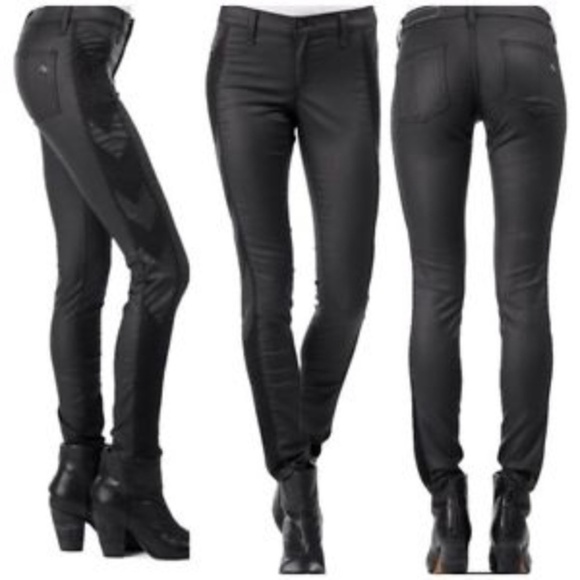 NEW!‎ Rag & Bone Raja Shoreditch Embroidered Black Coated Jeans 27 - Picture 5 of 5